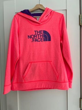 The North Face Neon Pink Hoodie with Navy Logo